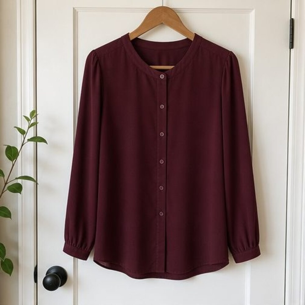 Burgundy Button Blouse